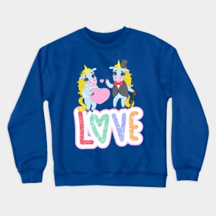 Unicorn loving couple - valentines day Crewneck Sweatshirt